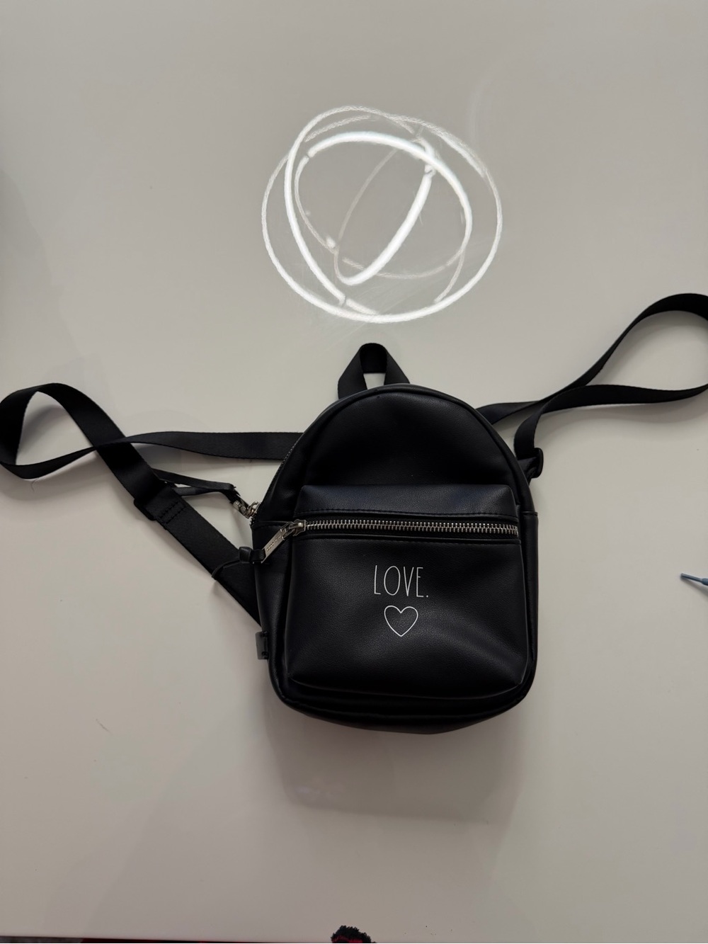 Rae Dunn Black Mini Backpack with LOVE Front Pocket - Picture 3 of 3